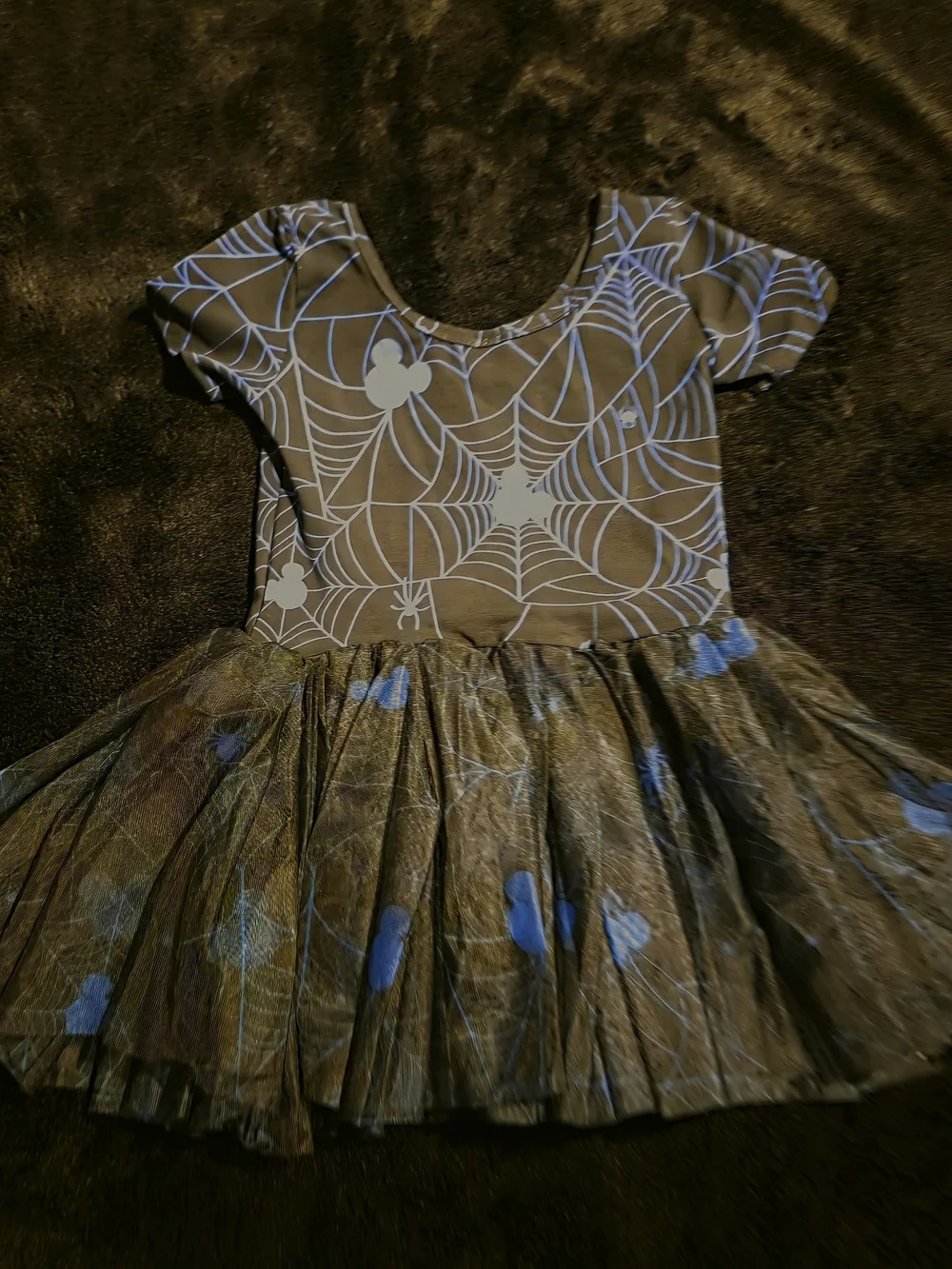 Girls Mickey Spiderweb Tulle Halloween Skirted Leo with Bow